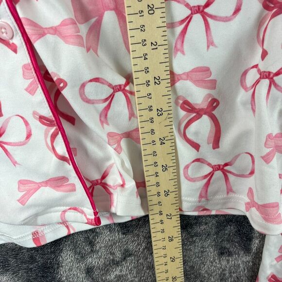 Benny + Co By KenzKustomz Bow Print Pajamas Two Piece AOP Long Sleeve Sz M - Picture 6 of 11